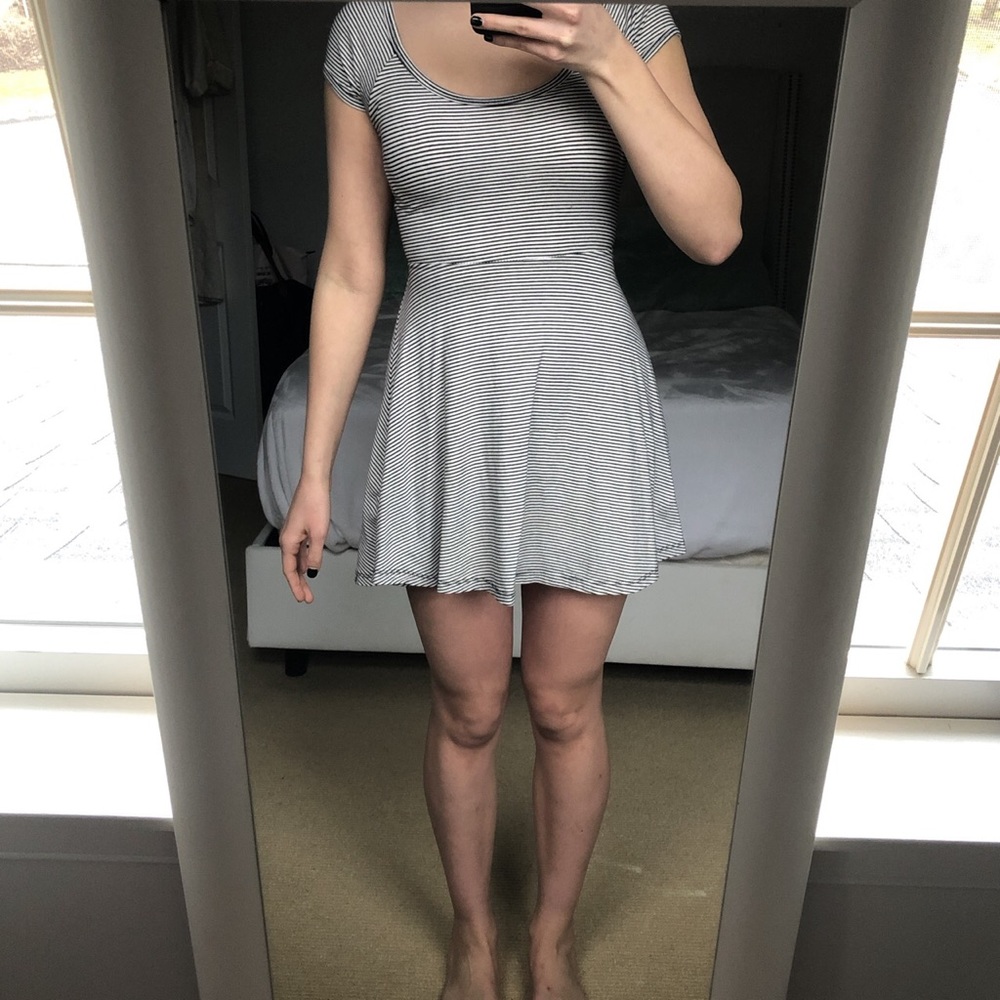 Brandy Melville b&w striped dress w/ cross back